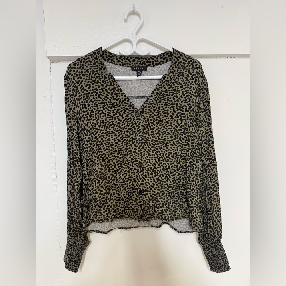 Tribal Animal Print V-Neck Blouse